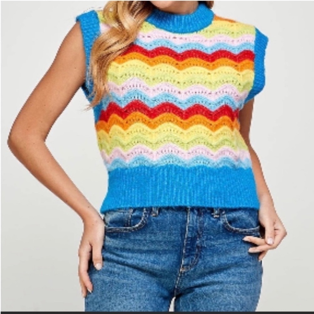 Zara Rainbow Wool Knit Sweater Vest